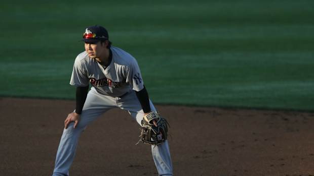 New York Yankees prospect Hoy Jun Park with Scranton/Wilkes-Barre RailRiders